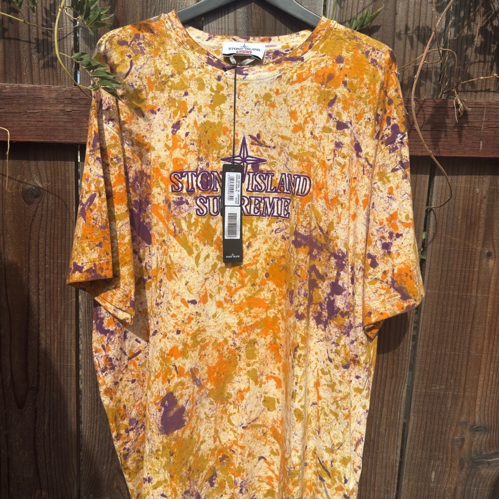 Stone Island X Supreme Orange and Purple Tie-Dye Tee